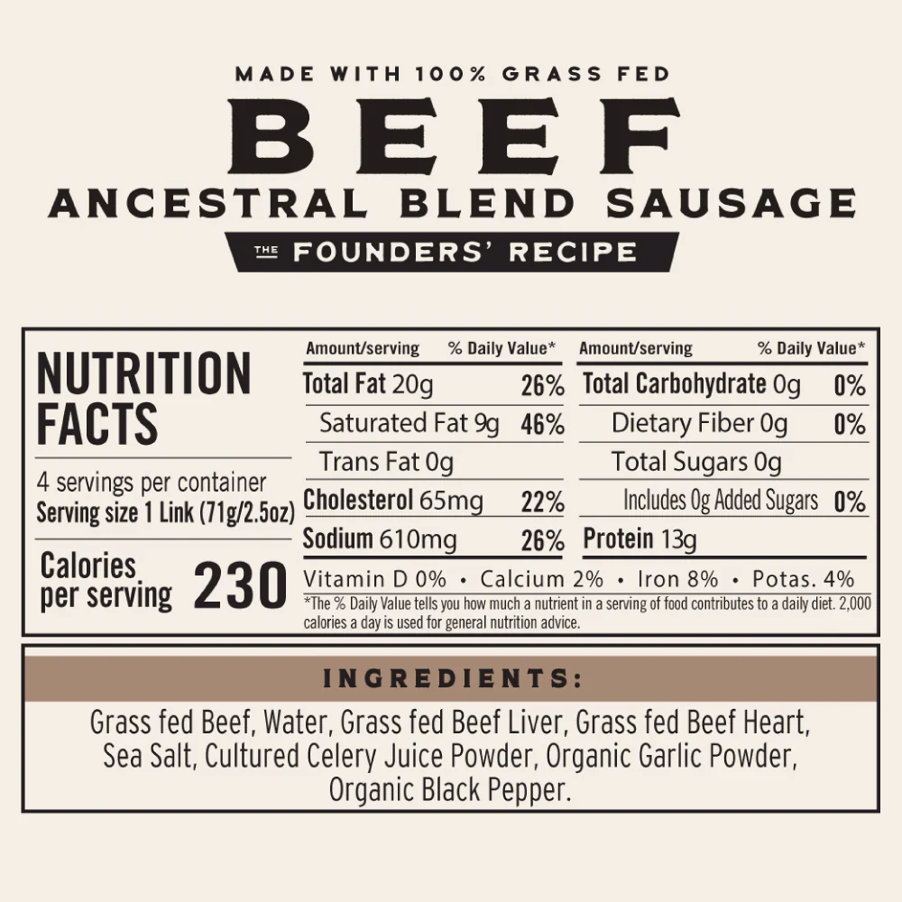 Grass Fed Beef Ancestral Blend Sausage - Image 4