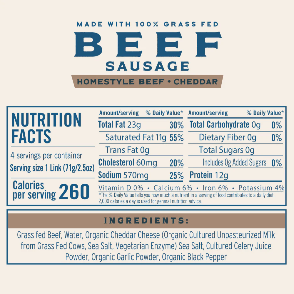 Grass Fed Beef & Cheddar Sausage - Image 3