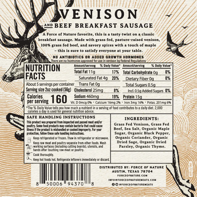 Grass Fed Venison and Beef Breakfast Sausage - Image 4